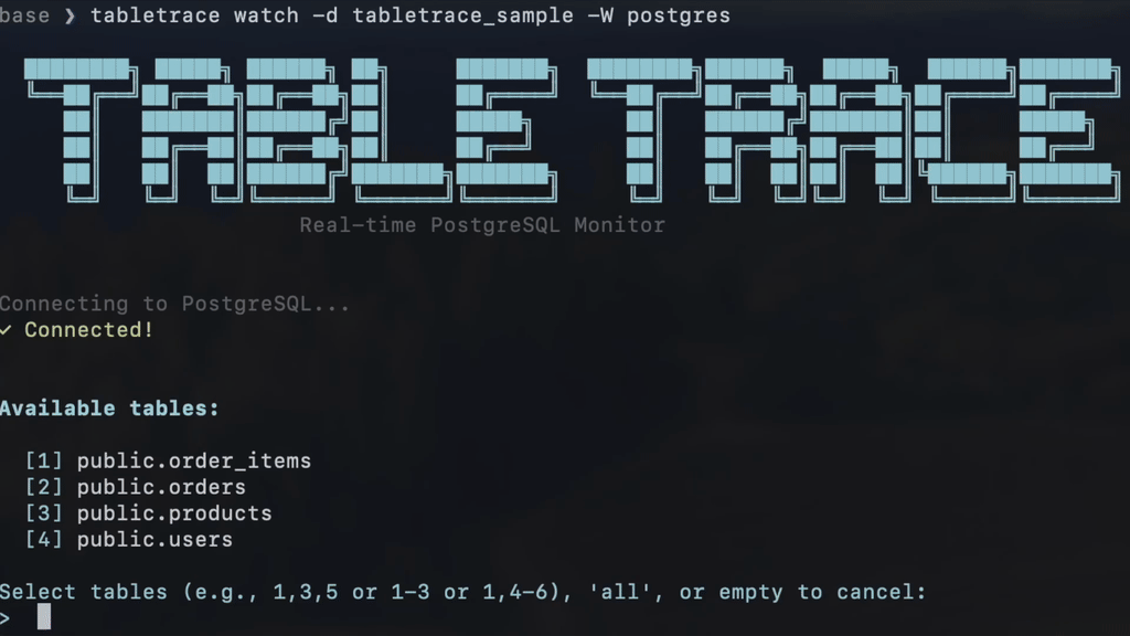 TableTrace CLI Demo